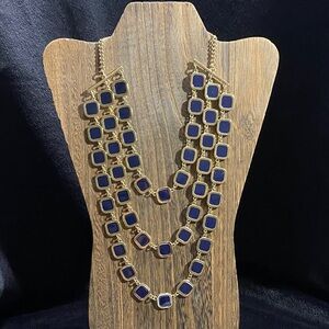 Gold and Blue Layered Statement Necklace